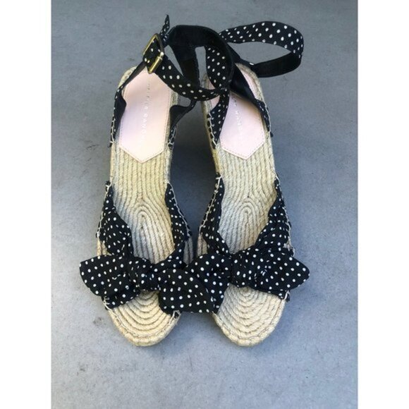 NEW LOEFLER Randal Tessa Espadrille Wedge Polka Dot Sandals size 8.5 - Picture 5 of 10